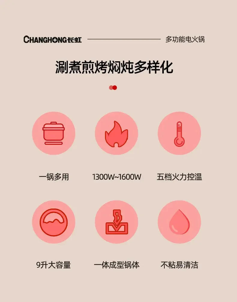 Description Picture 3 of itemHousehold multifunctional electric frying pan electric hot pot electric cooker student dormitory cooking steaming rice barbecue