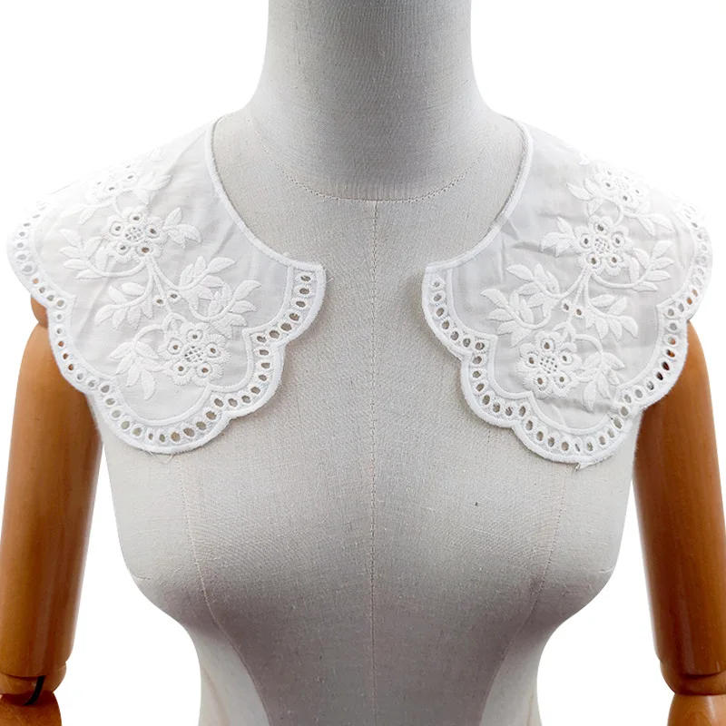 Description Picture 2 of itemPopular lace White black cotton Embroidered Lace Neckline Collar Guipure Applique Trim Sewing cloth Womens dresses accessory