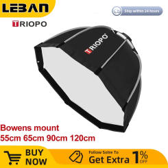 Triopo 55cm 65cm 90cm 120cm Photo Bowens Mount Portable Octagon Umbrella Outdoor SoftBox + Carrying Bag for Studio Flash Softbox