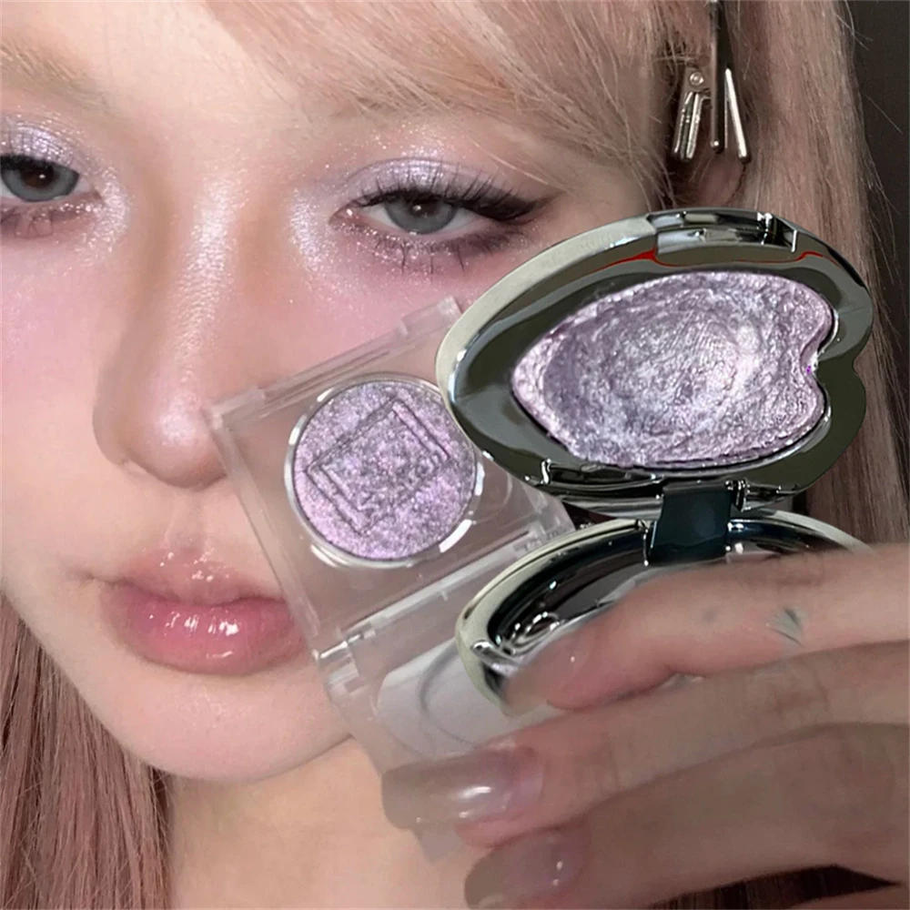 Description Picture 2 of itemSmoked Punk Green Pearl Eyeshadow Diamond Metallic Brighten Mashed Potato Glitter Highlighter Plate Makeup Sparkling Chameleon