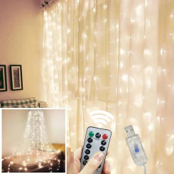 Curtain LED String Lights 3X3m 3X2m 3X1m Christmas Decoration Remote Control Holiday Wedding Fairy Garland Light for Bedroom