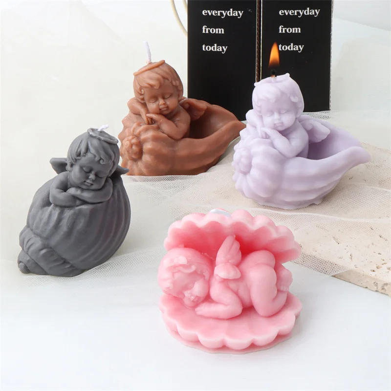 Description Picture 2 of itemNew Shell Angel Scented Candle Silicone Mold Winged Angel Cake Chocolate Ornament Mold Handmade Resin Soap Making Supplies Mould