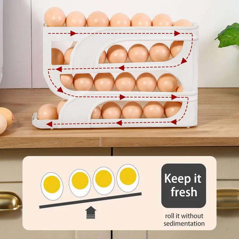 Description Picture 3 of itemSlide Egg Storage Box Refrigerator Side Door Egg Tray Refrigerator Side Large Capacity Space Saving For Kitchen Egg Storage Box
