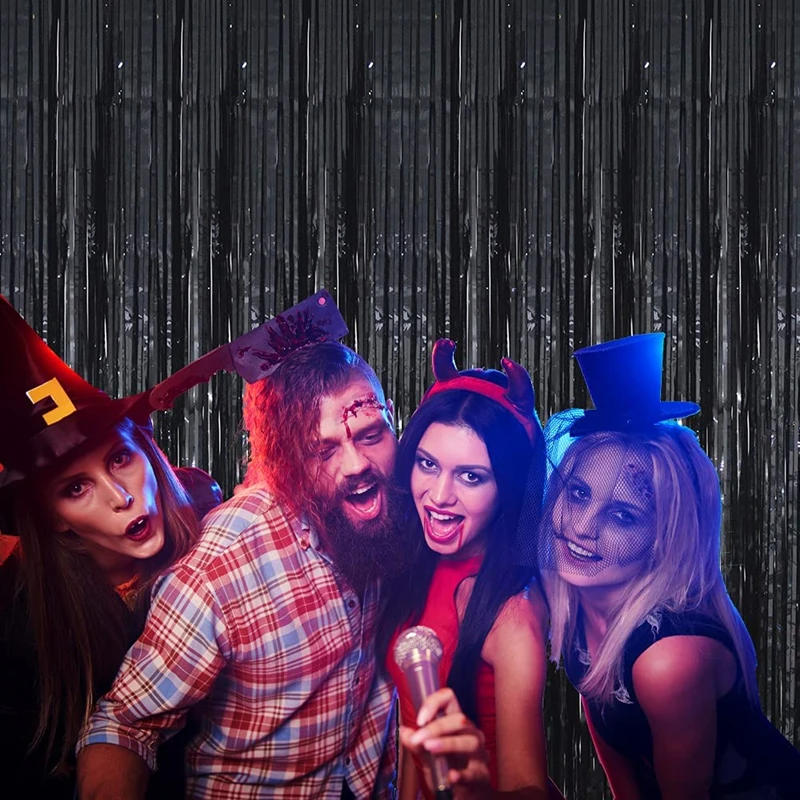 Description Picture 6 of itemNew 4/2/1Pack Party Backdrop Metallic Foil Fringe Tinsel Curtain Adult Kids Birthday Party Wedding Decoration Baby Shower Favor