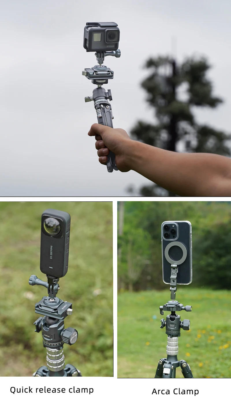 Description Picture 3 of itemXILETU Sports Camera Quick Release Plate for DJI Action3/4 GoPro Insta360 Accessories Arca Tripod Head Magnetic Phone Holder