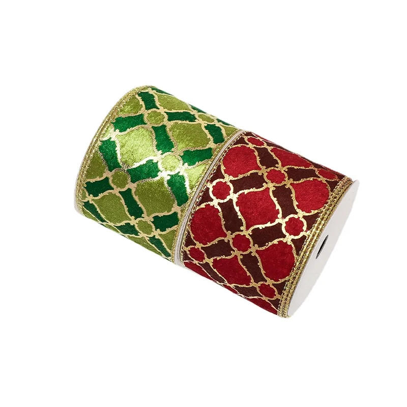 Description Picture 2 of item5/10yards 63MM New Christmas Bow Ribbon Christmas Tree Decoration Webbing Wire Edge Velvet Ribbons for DIY Sewing Decorations