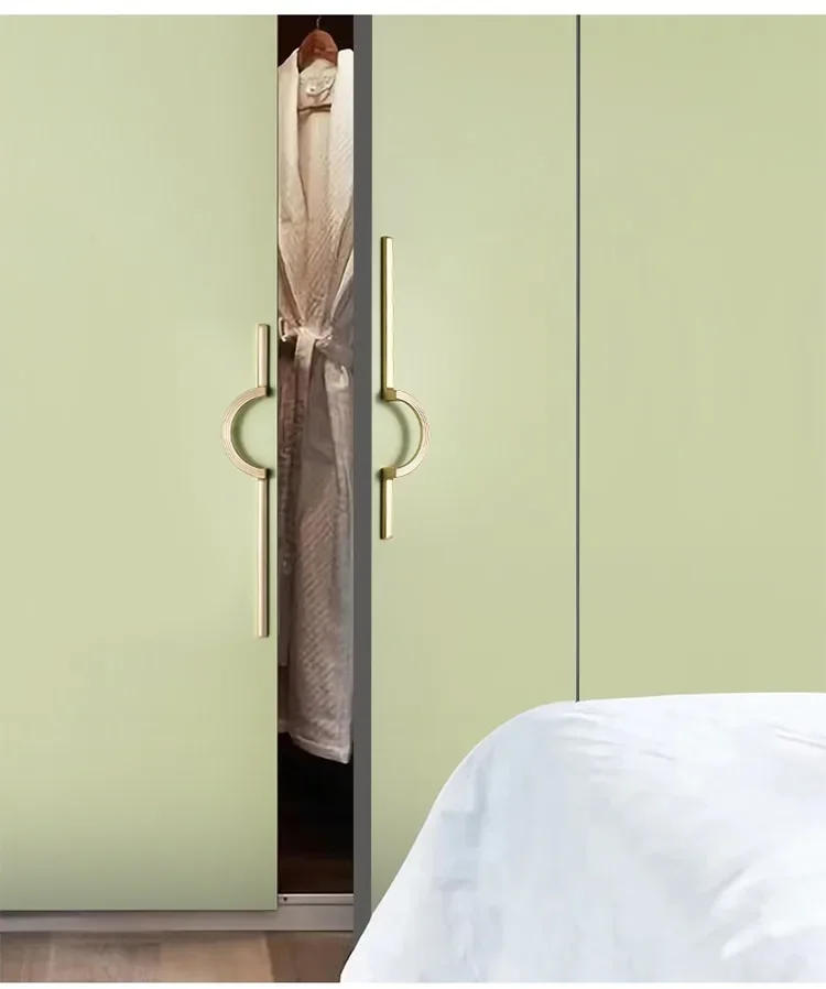 Description Picture 4 of itemGray/Gold Drawer Kitchen Cabinet Handle Door Pull Knob Modern Dresser Pull Handles Zinc Alloy  Furniture Hardware w/Screw