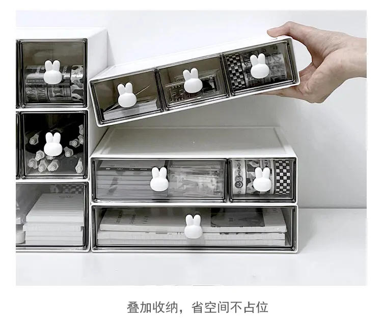 Description Picture 6 of itemDesk Organizer 3 Layers Desktop Storage with Drawer Organizer Large Capacity Drawer Hairpin Makeup Cosmetics Jewelry Storage Box