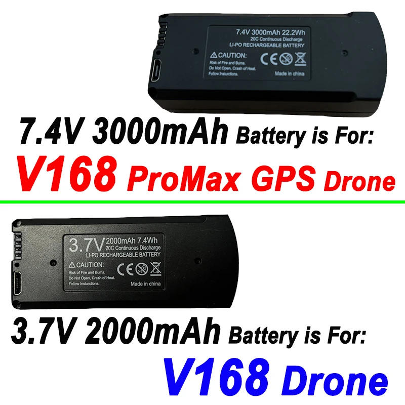 Description Picture 4 of itemOriginal V168 GPS Drone Battery 7.4V 3000mAh RC Quadcopter 3.7V 2000mAh V168 Pro Max Spare Battery Dron Parts Accessories