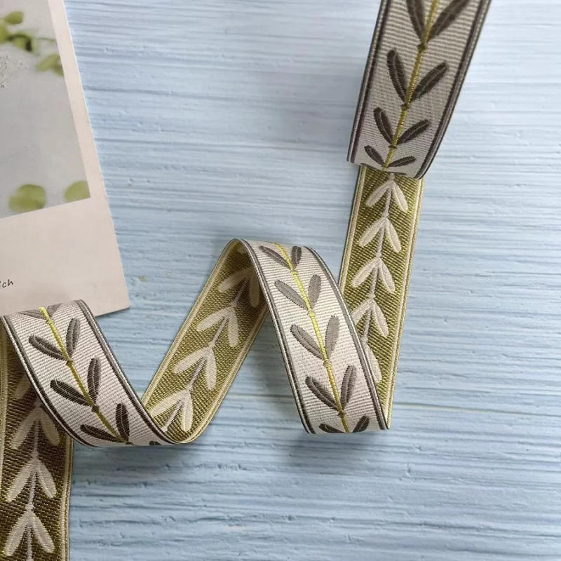 Description Picture 6 of item5 yards/lots Woven Jacquard Ribbon Ethnic lace Leaf pattern Flowers For Curtain Garment accessories LS-2242 width 3 cm