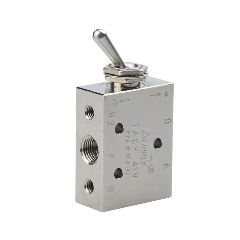 Description Picture 2 of itemTAC2-41V 1/8" 2 Position 5Way Self-locking Toggle Lever Mechanical Valve Pneumatic valve switch w Fittings Muffler