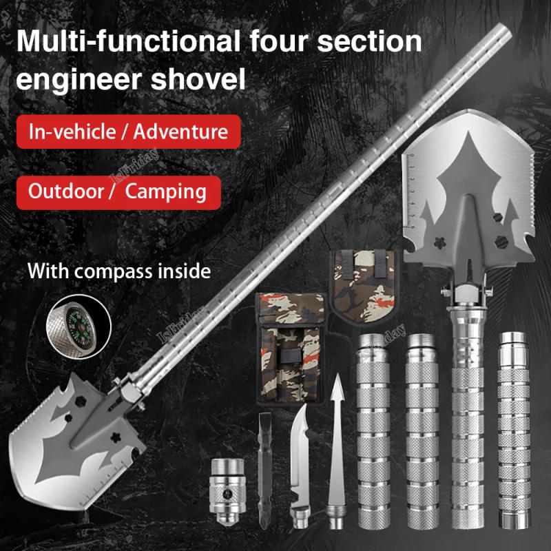 Description Picture 2 of itemMilitary Tactical Multifunction Shovel Outdoor Nuggets Tools Camping Survival Folding Spade Tool Car Equipment Snow Shovel Set