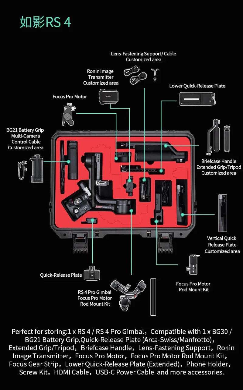 Description Picture 6 of itemSTARTRC For DJI Ronin RS 4/RS4 PRO Stabilizer Accessories Storage Case Hard Shell Waterproof Box Suitcase Portable Carrying Case