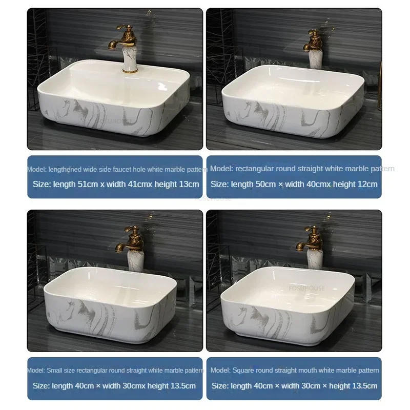 Description Picture 2 of itemNordic Ceramic Bathroom Sinks Oval Above Counter Basin Light Luxury Marbling Washbasin Designer Balcony Home Vanity Single Basin