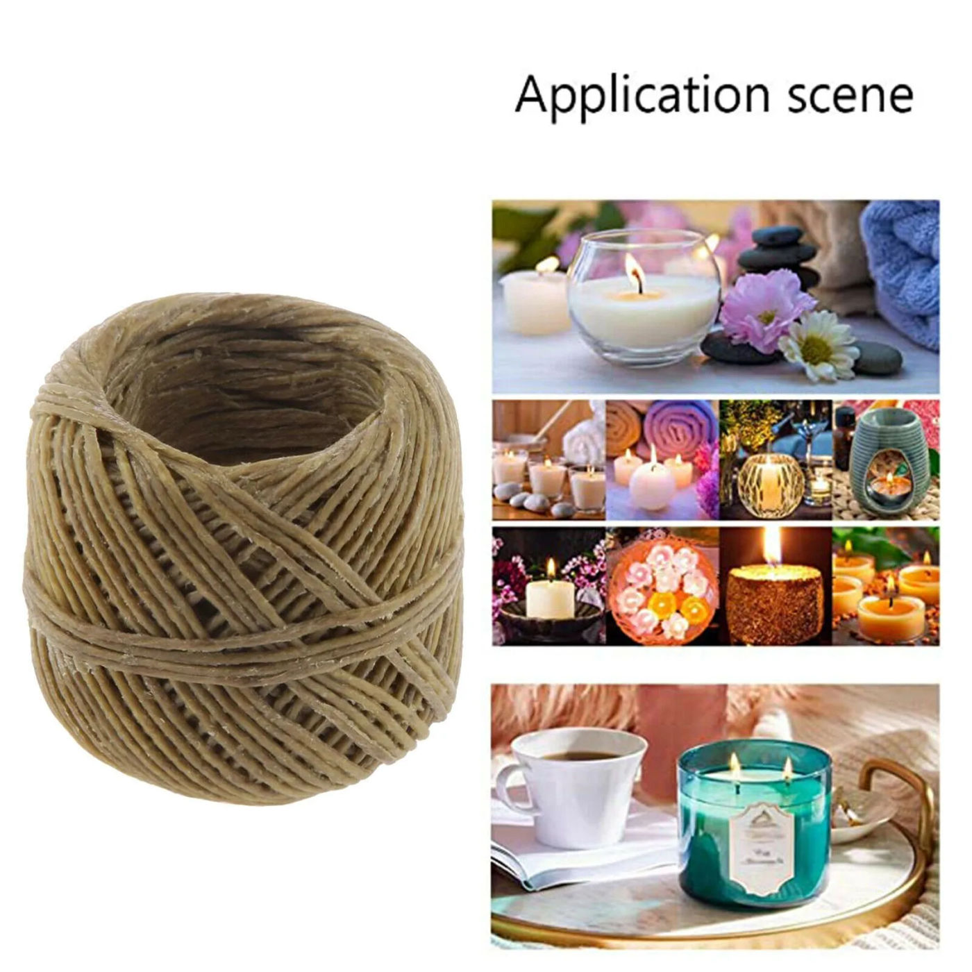 Description Picture 3 of item1 Roll ​Beeswax Wick Organic Hemps Wick 33 FT Well Coated Natural Beeswax For DIY Candle Stick Making Votives Tea Lights
