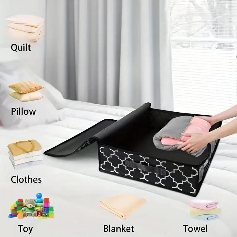 Description Picture 6 of item1pc Visible Window Wardrobe Storage Bag, Moisture-proof Cotton Quilt Storage And Finishing Bag, Clothing Moving Bag