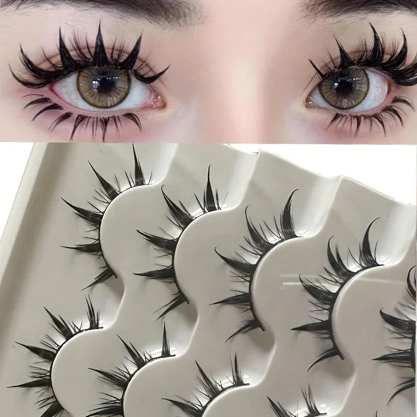 Description Picture 3 of itemAnime-Inspired False Eyelashes, 5 Pairs Cartoon Eye Faux Lashes, Dramatic Look Demon Style, Volumizing & Lengthening