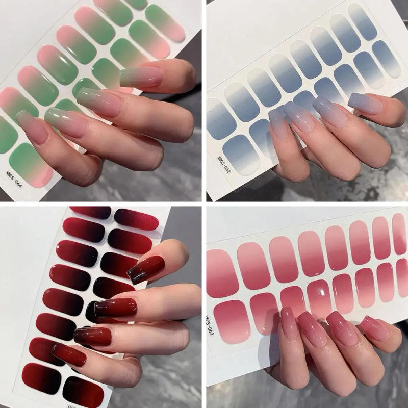 Description Picture 2 of itemSemi-cured Gel Nail Stickers Solid Color Nail Semi-baked Decals UV Full Lamp Paste Tips Need Nail I4W6