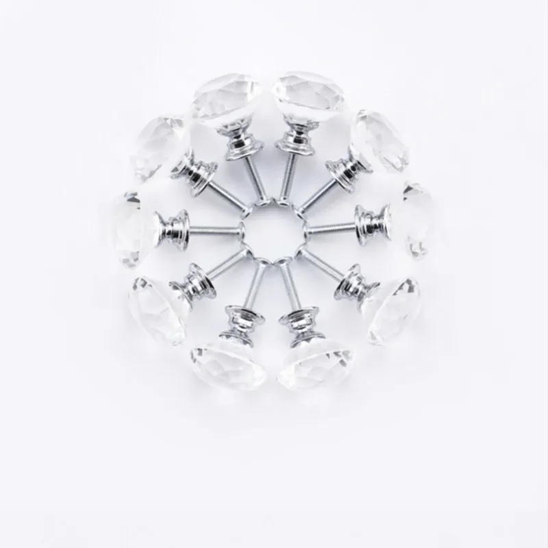 Description Picture 4 of item10Pcs/set 30mm Diamond Shape Design Crystal Glass Knobs Cupboard Drawer Pull Kitchen Cabinet Door Wardrobe Handles Hardware