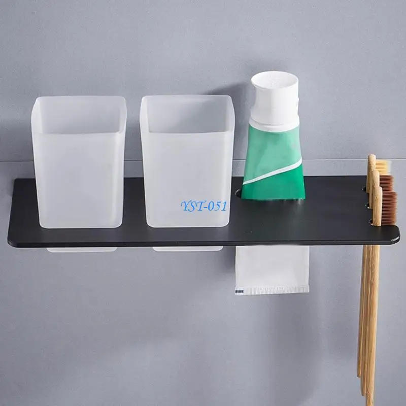 Description Picture 5 of itemE15A Wall Mounted Toothbrush Holder Toothbrush Mouthwash Cup Holder with Cup Large Storage Function Bathroom Accs