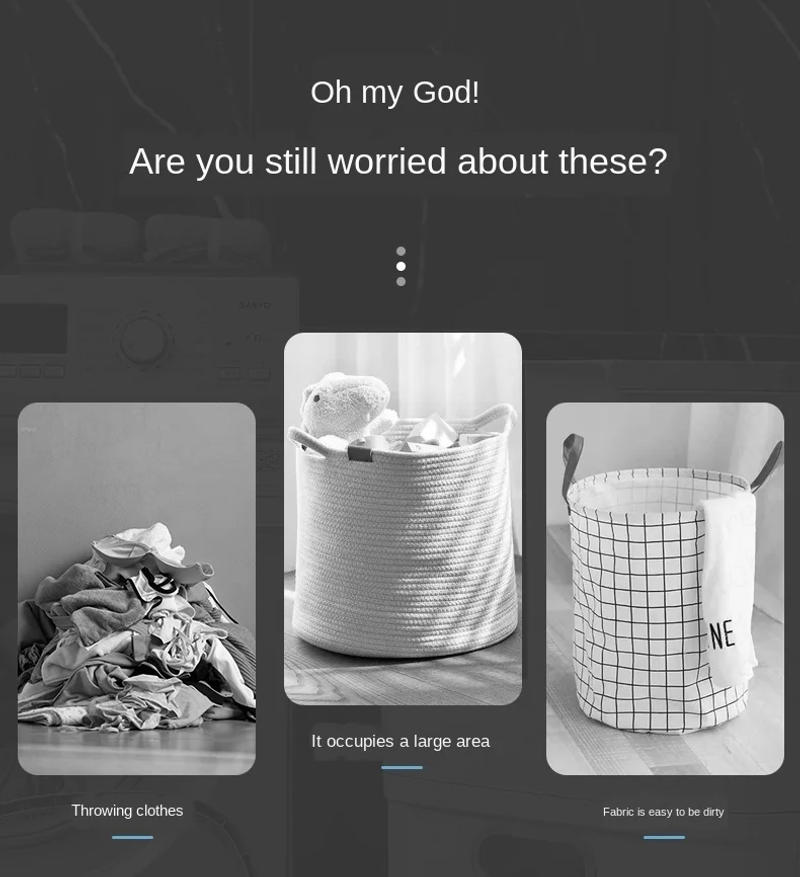 Description Picture 3 of itemUniversal Wheel Design Laundry Basket Ins Style Clothes Storage Hollow-Out Design-Household Classification Laundry Solution