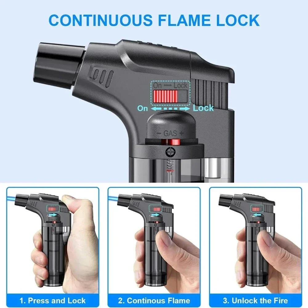 Description Picture 5 of itemWelding Torch Lighter Butane Gas Windproof Lighters Jet Spray Gun Lighter Cigar Accessories Kitchen Cigars Ignition New Gadgets
