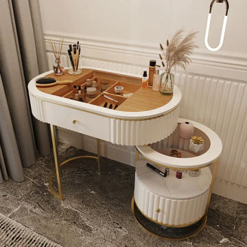 Nordic Iron Art Dressers Household Bedroom Dresser Minimalist Light Luxury Bedroom Furniture Makeup Dressing Table with Mirror