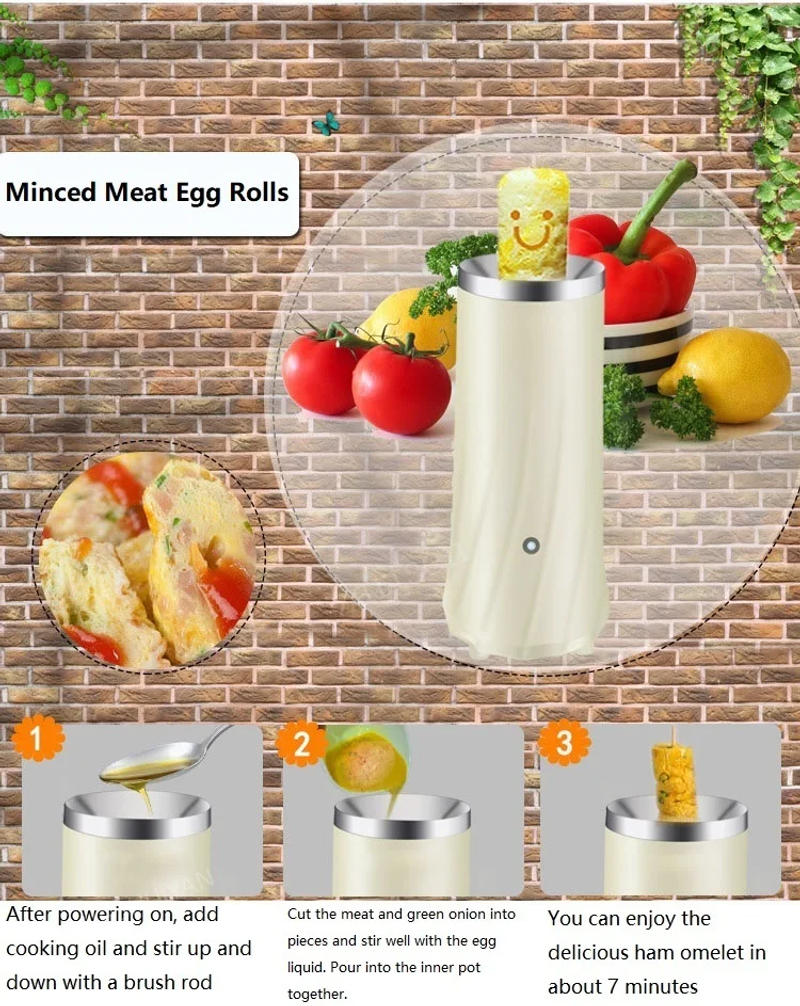 Description Picture 5 of itemElectric Automatic Multifunctional Mini Egg Roll Maker Omelette Breakfast Egg Boiler Kitchen Cooking Tools Egg Cooker EU Plug