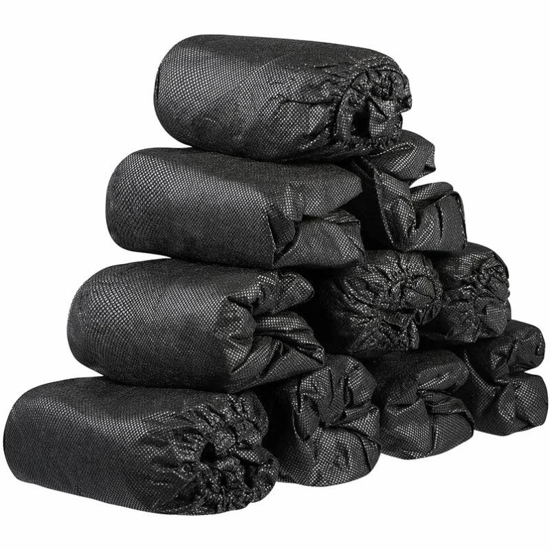 Description Picture 3 of item100Pack Disposable Shoe Covers Black Non Slip Boot Booties Covers for Indoors Outdoors Floor Carpet Contractors Shoe Protectors