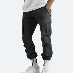 Men Trousers Regular Fit Men Pants Vintage American Style Cargo Pants with Elastic Waist Multi Pockets for Men Soft for Sports