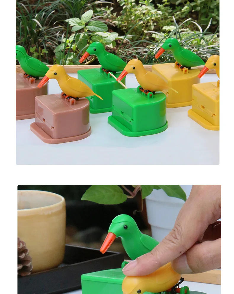 Description Picture 5 of itemCreative Toothpick Holder Cartoon Small Bird Toothpick Container Press Toothpick Dispenser Storage Box Automatic Kitchen