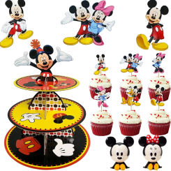 3-Tier Mickey Mouse Cake Stand Minnie Birthday Decorations Cake Topper Decoration & Accessories Table Mouse Themed Party Supplie