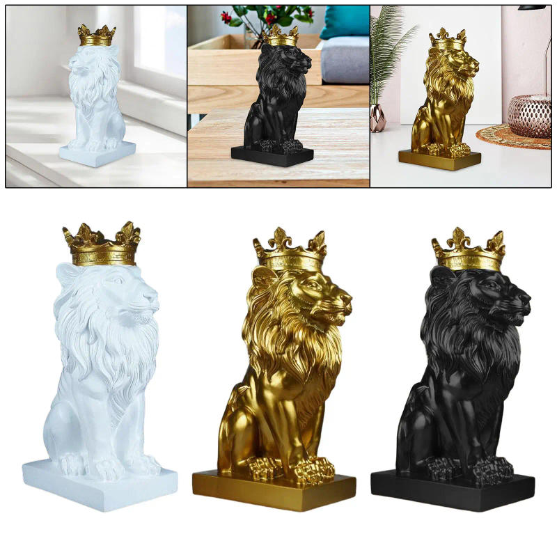 Description Picture 4 of itemModern 3D Lion Statue Collection Animal Figurine Resin Craft Table Decor Ornament for Home Shelf Desktop Accessories Decoration