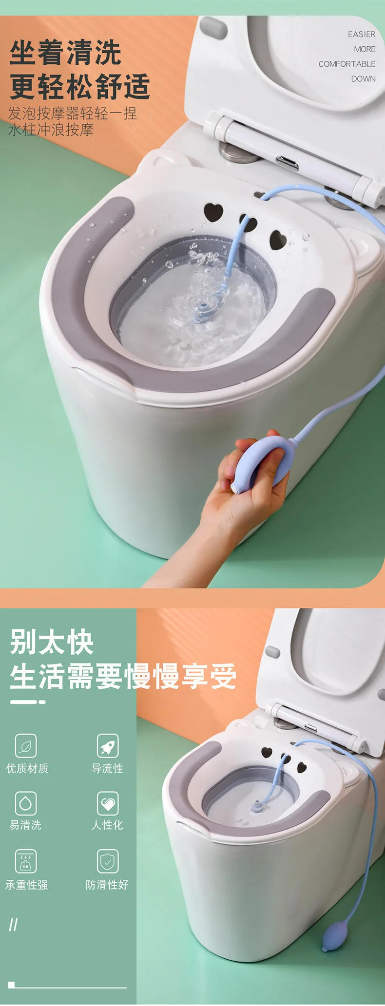 Description Picture 3 of itemFolding Portable Bidet Maternity Self-Cleaning Private Parts Buttock Rinse Perineal Soak Bath Hemorrhoid Treatment Bidet