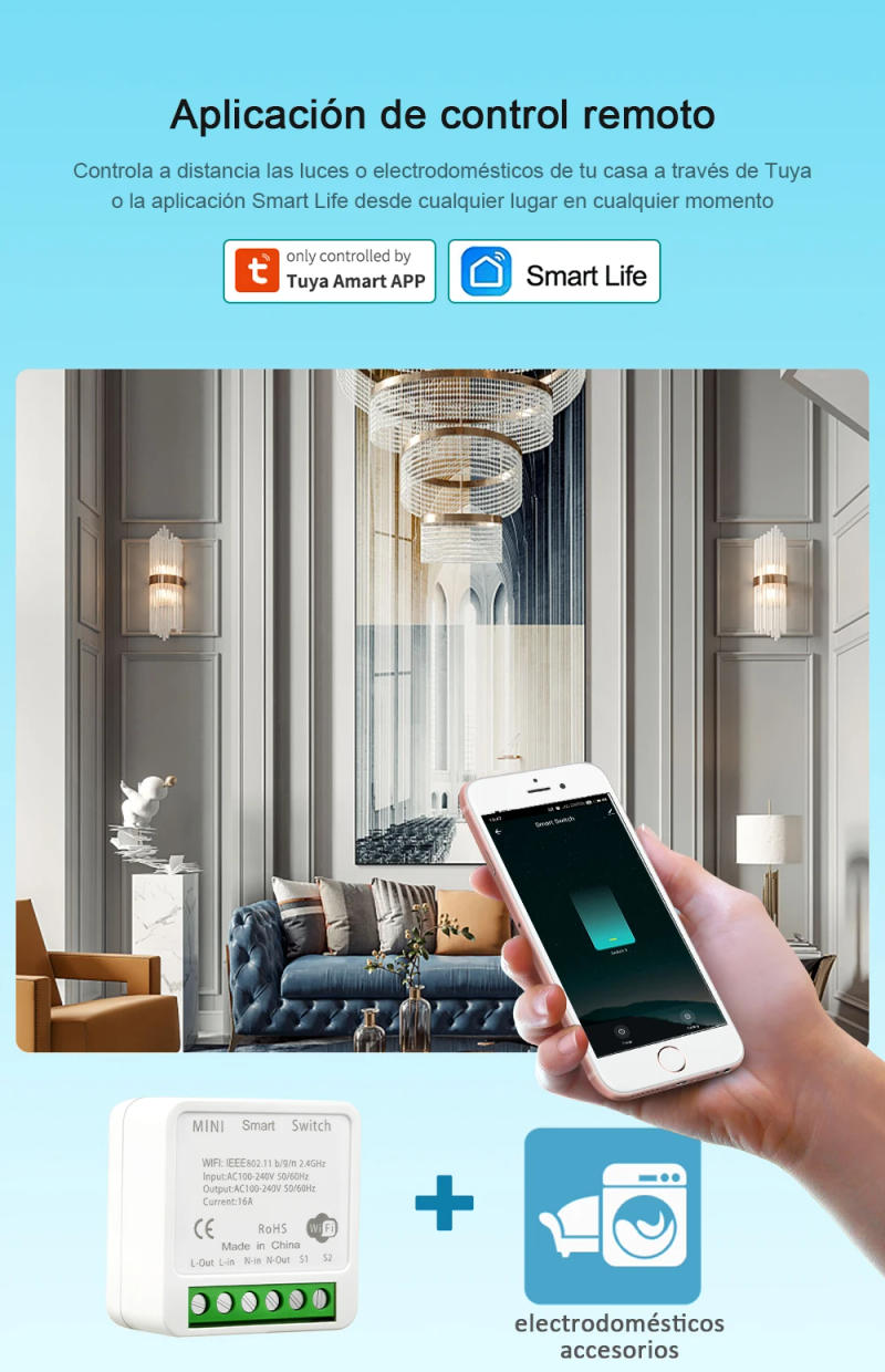 Description Picture 3 of itemWifi DIY Smart Switch Remote Controller 10A/16A Wireless Switches Smart Home tuya Smart Life APP Control Via Alexa Google Home