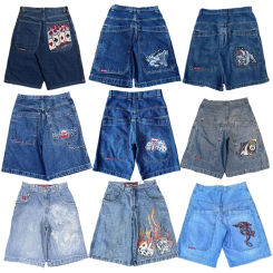 JNCO Y2K Hip Hop Shorts Harajuku New Gothic Men Basketball Shorts vintage Denim Gym Shorts Men Women Leisure Summer Streetwear
