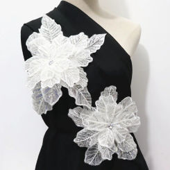White Pearl Sequin Large Bead Applique Patch With Beaded Decorative Garment Accessories With Skirt Corsage Patch