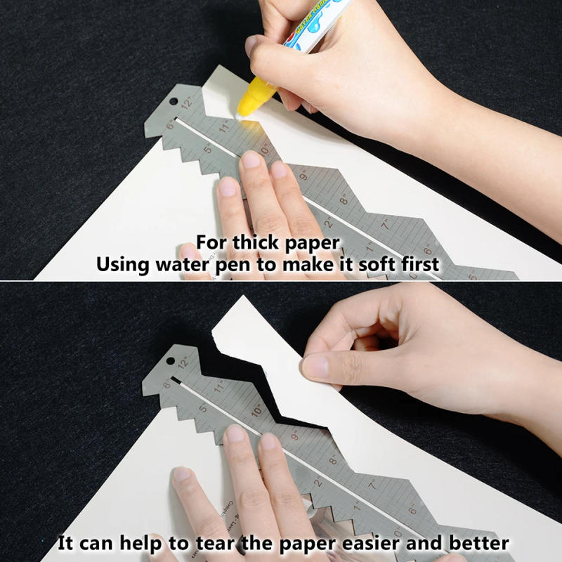 Description Picture 5 of itemart ruler set edge craft paper cutting Creative multifunction clear arylic deckled drawing Handbook Irregular Scrapbooking tool