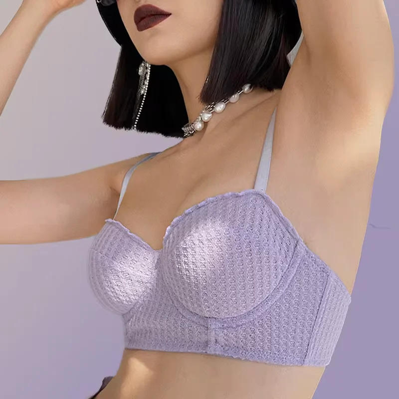 Description Picture 5 of itemSexy Seamless  Push Up French StyleBras Female Soft Backless Bralette Gathered Breathable Solid Color Tops Lingerie 2024