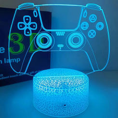PS5 Gamepad Night Lamp Touch Dimmable Game Handle 3D Acrylic Illusion Ambiance Creative Table Lamp Bedroom Home Decorative Light