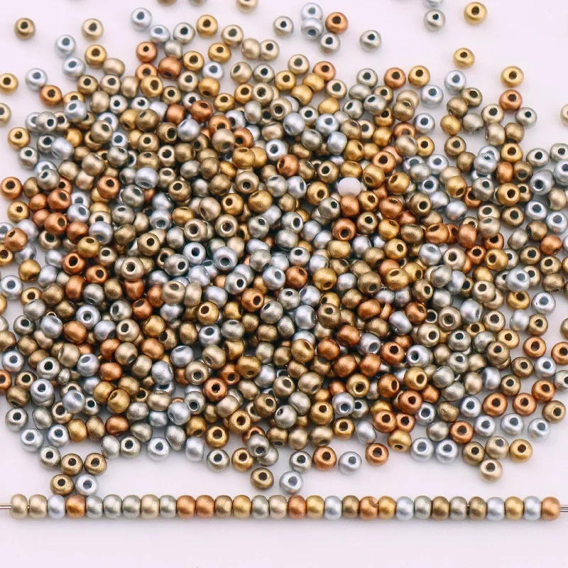Description Picture 2 of item2mm 3mm 4mm Frosted Opaque Metallic Colors Glass Seedbeads Matte Round Spacer Rice Beads For Diy Jewelry Making Garments Sewing
