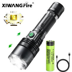 Powerful White Laser Flashlight 2000m Super Bright LED Flashlight Al Alloy Waterproof Zoom Torch Lamp USB Camping Lantern