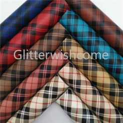 Glitterwishcome 21X29CM Size Printed Tartan Faux Leather Fabric Sheets, Synthetic Leather Fabric Vinyl Fabric for Bows GM5066A