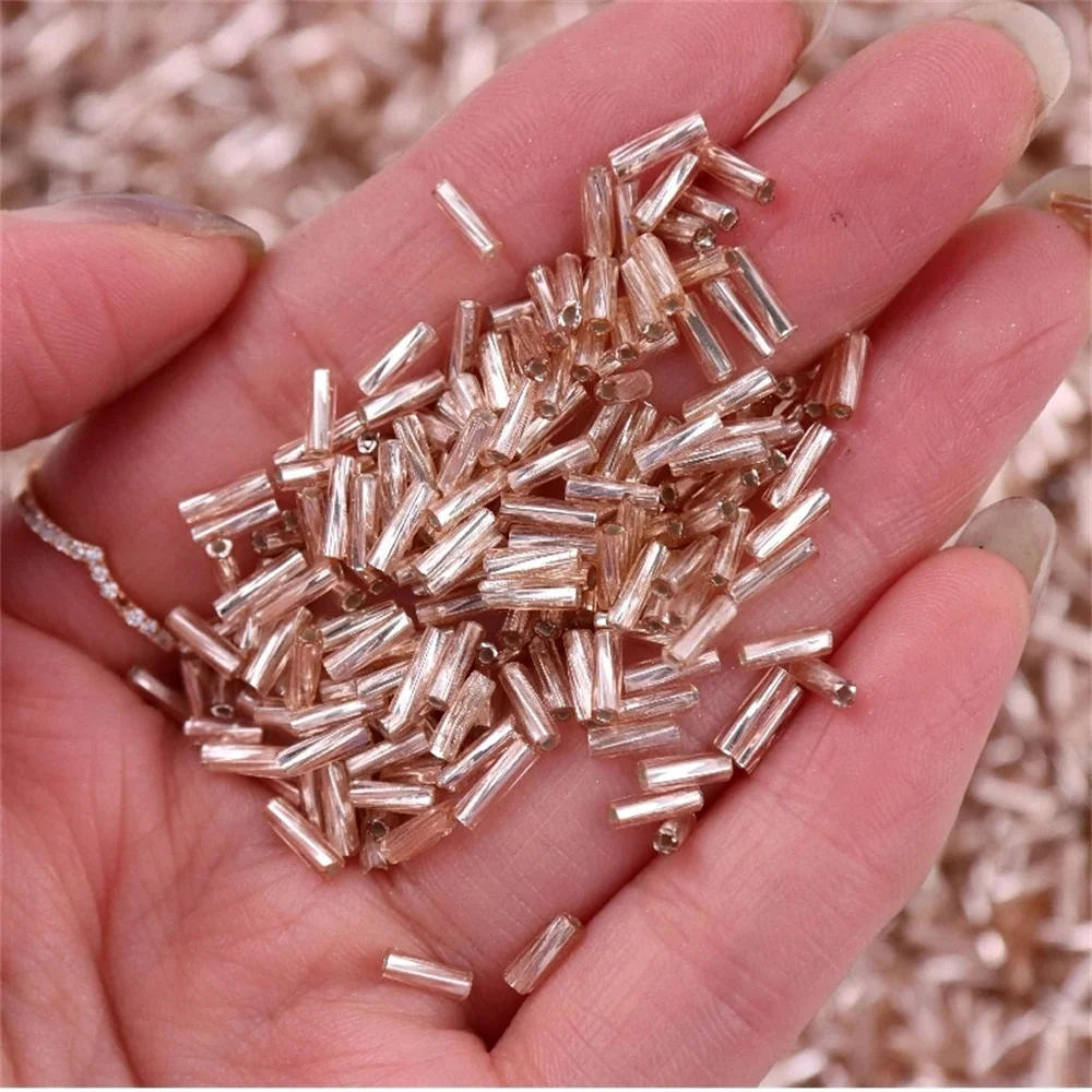 Description Picture 2 of item300Pcs 11/0 Tube Bead 2x6mm Twist Bugles Glass Beads Helical Seedbeads For DIY Bracelet Jewelry Dress Making Garments Accessory