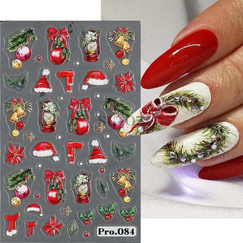 Description Picture 5 of itemSanta Claus Nail Stickers Winter Christmas Design Nail Decals Cute Cartoon Deer Gingerbread Man Sliders New Year Manicure LEBPRO