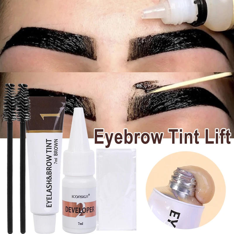 Description Picture 3 of itemSemi Permanent Eyelash Eyebrow Dye Tint Kit 2 in 1 Waterproof Fast Dye Brow Enhance Long Lasting Black Brown Eyebrow Cosmetics