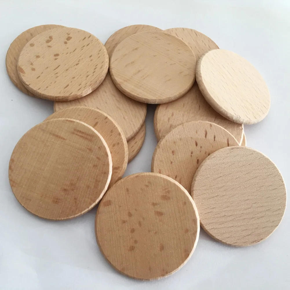 Description Picture 6 of item12pcs Round Wood Circles Unfinished Slices Discs DIY Original Solid Wood Crafts Coasters Painting Engraving Carving Home Decor