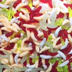 50PCS/Bag 2cm 0.3g Bread Worm Silicone Artificial Baits Maggot Grub Soft Fishing Lure Hooks Smell Worms Glow Shrimps Fish Lures