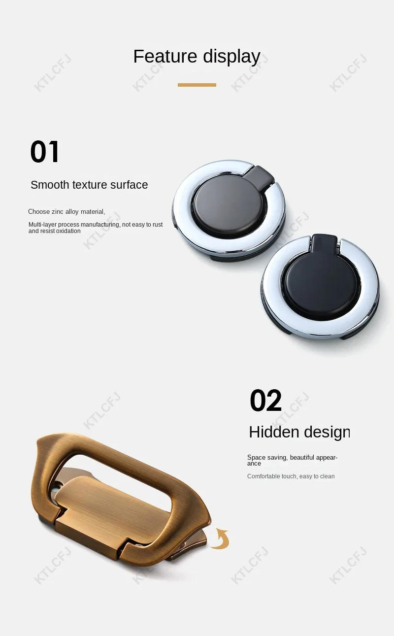 Description Picture 5 of itemSolid Base Zinc Alloy Flat Handle Light Luxury and Simple American Style Retro Tatami Cabinet Wardrobe Door Handle