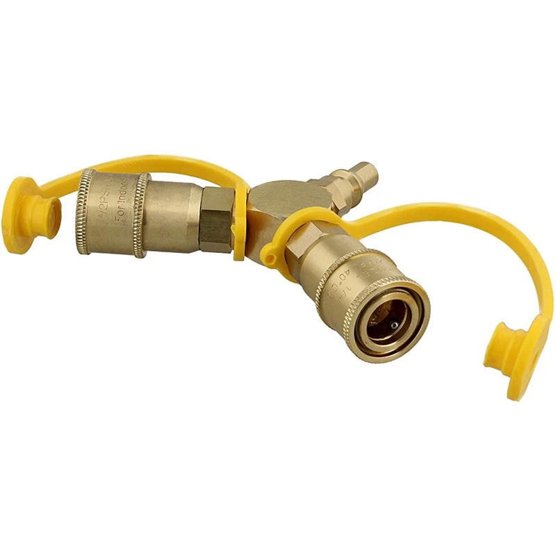 Description Picture 5 of item1/4In Propane Tank Adapters LP Gas Line Splitter 2 Way Hose Tee Y Propane Splitter - 2 Propane Quick Connect Ends